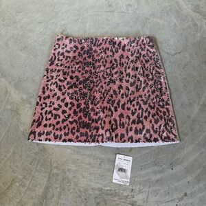 NWT Free People Pink Sequin Cheetah Mini Skirt